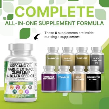 Clean Nutra Oregano Oil with Black Seed Oil Garlic Olive Leaf Extract - Oil of Oregano Capsules Immune Support Carvacrol & Thymoquinone Supplement for Women and Men + Elderberry Vitamin D3 & Zinc - Image 2