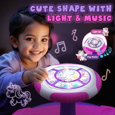 HYES Unicorn Sit and Spin Toys for Toddlers 1-3 Girls, 360° Toddler Spinning Seat with LED Lights and Music, Sensory Toys Birthday for Kids 3-5 - Image 3