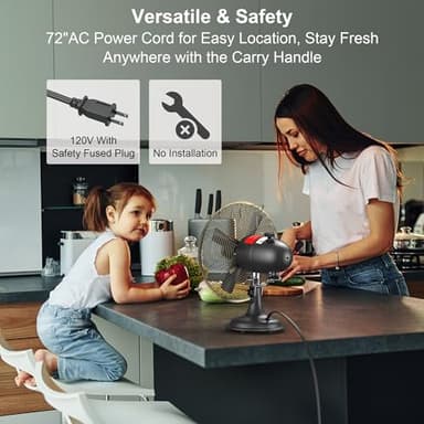 AMACOOL Oscillating Vintage Fan, All Metal 8" Retro Table Top Fan, Adjustable Head Tilt, Quiet 3 Speeds Plug-In Desk Fan for Bedroom Home Office & Kitchen - Image 6