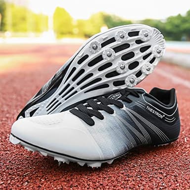 Zakey Track and Field Shoes Men Women Kids Spikes Sneakers Track Race Jumping Sneakers Girls Professional Running Nail Spikes Shoes Boys (1,WhiteBlack) - Image 7