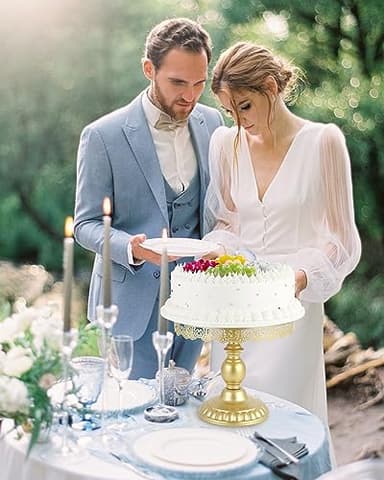 ZUMELER 9Pcs Metal Cake Stands Round Cake Stands Candy Fruite Display Plate Cupcake Serving Tower for Wedding Brithday Party Celebration Home Decoration,gold - Image 5