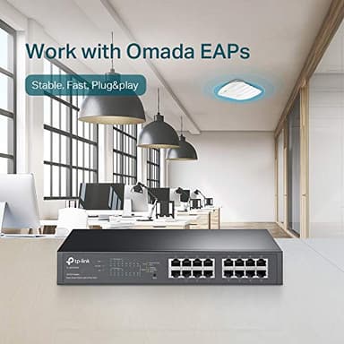 TP-Link TL-SG1016PE | 16 Port Gigabit PoE Switch | Easy Smart Managed | 8 PoE+ Ports @150W | Plug & Play | Sturdy Metal w/ Shielded Ports | QoS, Vlan, IGMP & LAG, Free Expert Help - Image 6