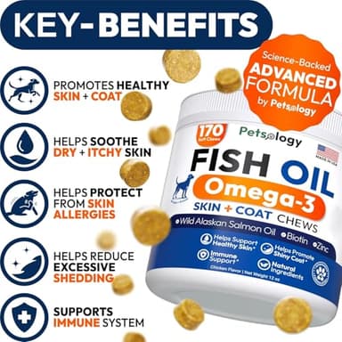 Omega 3 Fish Oil for Dogs - 170 Chews - Omega 3 for Dogs Itchy Skin & Allergy Relief - Skin & Coat Supplement - EPA & DHA Fatty Acids - Dog Anti Shedding & Hot Spot Treatment - Salmon Oil - Image 2