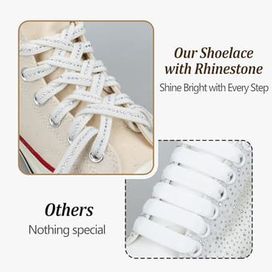 IRIS CRAFT 1 Pair Sparkly Rhinstones Flat Shoelaces for Sneakers, High Top Glitter Shoelaces, Bling Charm Shoe Strings for Women, Kids, and Youth, Black+Nickel Strass - Image 2