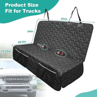 Meginc Dog Car Seat Covers for Back Seat,Waterproof Pet Bench Seat Covers for Trucks Ford f150/Ram1500/Nissan Frontier/Toyota Tacoma/GMC Canyon/Silverado Scratch Nonslip Truck Seat Cover for Dogs - Image 4