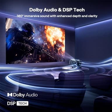 Aurzen BOOM mini Google TV Movie Projector with WiFi and Bluetooth, Voice Control, Family Mode, 20W Dolby Audio, Real-Time Focus, 4K Supported Smart Portable Home Theater Projector Outdoor, Black - Image 8