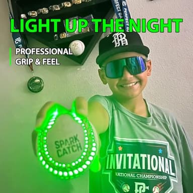 SPARK CATCH Light Up Baseball, Glow in The Dark Baseball, Sports Gear Accessories Gifts for Boys 8 9 10 11 12 13 14 15 Years Old, Kids Teens All Ages Gift Ideas (Impact-Activated version) (Neon Green) - Image 5
