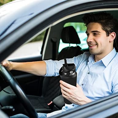 HYDROWION 32oz Stainless Steel Water Bottle(Cold for 48 Hrs, Hot for 24 Hrs),Double Wall Vacuum Insulated Water Bottle with Straw Lid, Spout Lid and Flex Cap, Fit in Any Car Cup Holder,Black - Image 7