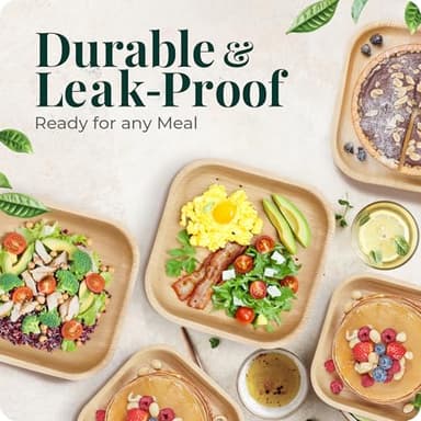 KoalaLove Palm Leaf Plates Bamboo Plates Disposable Square 8 inch 100 Bulk Party Pack Elegant Sturdy Design Better Than Paper and Plastic (KoalaLove-PLP-8IN-100-Plates) - Image 2