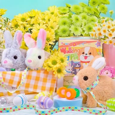 Tagitary Plush Toys Bunny Electronic Toy with Sounds,Wiggling Ears,Hopping,Twitching Mouth and Nose, Interactive Rabbit Toy for Kids with Leash,Easter Birthday Gift for Toddlers Kids - Image 2