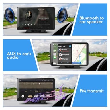 Capapro 7" HD Portable Carplay Wireless Touch Screen Double Din Car Stereo Compatible Apple Carplay and Android Auto with GPS Navigation, Voice Control, Mirror Link, Bluetooth - Image 4