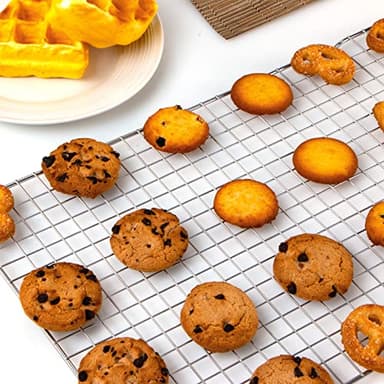 Cooling Rack for Baking 2-Pack, 16x10 Inches Baking Rack, Thick Wire Cookie Rack for Cooking, Roasting, Grilling, Drying, Oven Safe, Fits Half Sheet Pan, Silver - Image 6