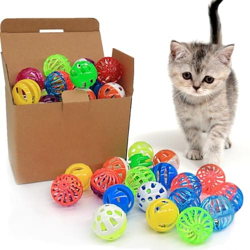 Cat Jingle Balls Toys, 24 Pcs Bell Balls Cat Toys, Lightweight, Interactive, Assorted Colors Ball Toy for Kitten Training and Play - Image 1