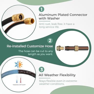 Giraffe Hybrid Garden Hose 5/8" x 75ft, Custom Length, NO Kink, Flexible, Leakproof Hose with Male to Female Fittings, 600 Burst PSI - Image 3