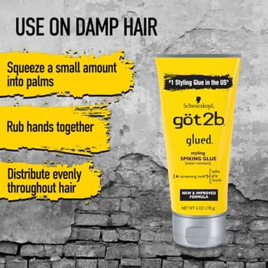 Got2B Glued Styling Spiking Hair Gel 2 - 6 oz tubes + 1 Travel 1.25 oz tube - Image 8
