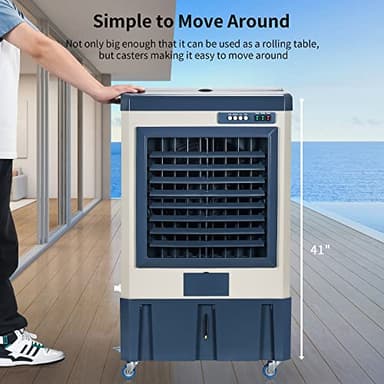 Uthfy 41" Swamp Cooler, 4800 CFM Evaporative Air Cooler with 10.6 Gallon Water Tank, Portable Outdoor Air Conditioner with 3 Ice Pack, 110° Oscillation, 3 Speed for Garage, Yard, Commercial Use - Image 6