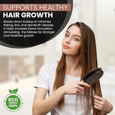 Since 1869 Hand Made In Germany - Nylon Boar Bristle Brush Suitable For Normal to Thick Hair - Gently Detangles, No Pulling or Split Ends - Softens and Improves Texture, Stimulates Scalp (Large) - Image 9