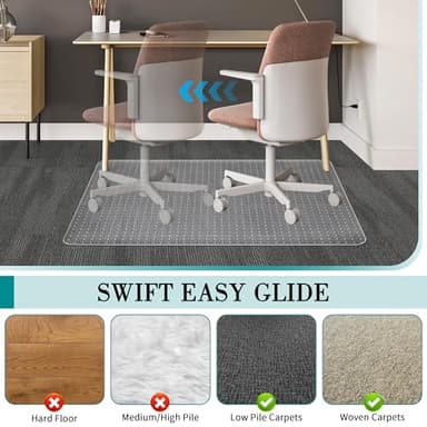 Office Chair Mat for Carpets, Clear Computer Desk Chair Mat for Low Carpeted Floors, Thick and Sturdy Carpet Protector, Easy Glide and Flat Without Curling(30'' x 48'' Rectangle) - Image 4