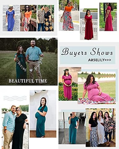 AUSELILY Women's Short Sleeve Loose Plain Casual Long Maxi Dresses for Women 2025 Black Green L - Image 3