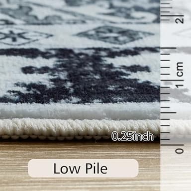 4x6 ft Washable Area Rug, Non-Slip Indoor/Outdoor, Black & White Boho Design for Kitchen, Patio, Office, Entryway, Kids Room, and Runner Rugs - Image 2