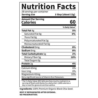Garden of Life Chia Seeds 100% Organic for Smoothies, Pudding - Raw Organics Whole Seed Foods with Omega 3 Superfood, Fiber, Keto Friendly, Non-GMO, Gluten Free - Vegan Egg Substitute, 28 Servings - Image 6