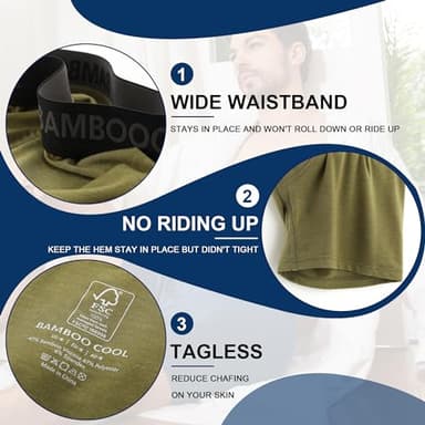 BAMBOO COOL Men's Underwear Breathable Boxer Briefs with Fly Moisture-Wicking Lightweight Underwear - Image 3