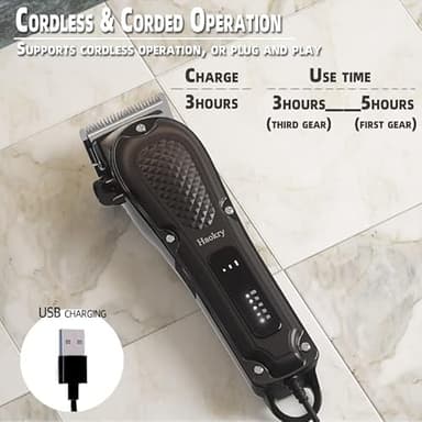 Haokry Hair Clippers for Men Professional - Cordless&Corded Barber Clippers for Hair Cutting & Grooming Rechargeable Beard Trimmer - Image 8