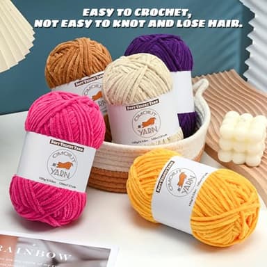 2 Pack Golden Yellow Fluffy Velvet Yarn for Crocheting,Chunky Chenille Baby Blanket Yarn for Crochet,Soft Fuzzy Puzzle Yarn for Knitting,(100g/3.53oz Each) Bulky Thick Amigurumi Crochet Yarns - Image 3