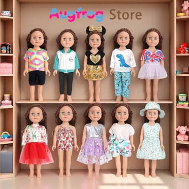 AugFrog 10 Sets of 18 Inch American Doll Clothes, Including 10 of Doll Clothing Dress Outfits for American Dolls, Birthday Gifts for Kids - Image 9