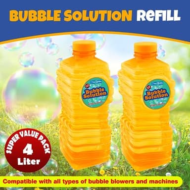 PlayRoute Bubble Solution | Bubbles Refill Solution 4L/136oz. | 2-Pack Ready to Use Solution for Bubble Machines & Other Bubble Blower Toys for Toddlers & Kids | Easy Grip Bulk Bottle - Image 2