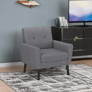 Christopher Knight Home Sienna Mid-Century Modern Fabric Club Chair, Dark Grey - Image 6