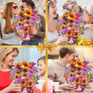 MZD8391 Birthday Cards with MUSIC & LIGHTS, Pop Up Happy Birthday Card, Sunflower & Butterfly, 10 Inch Life Sized Forever Flower Bouquet Gifts for Women Mom Grandma - Image 6