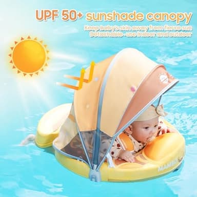 Mambobaby Float with Tail and Canopy Non-Inflatable Baby Swim Float Mambo Float Smart Swim Trainer Infant Swim Pool Float Swim Ring for 3-24months Girls Boys - Image 7