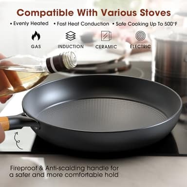 imarku Frying Pan Set - 10 &12inch Pot Set with Removable Handle Honeycomb Cast Iron Skillets, Large Frying Pans Nonstick Dishwasher Safe, Oven Safe Kitchen Pans for Cooking, Best Gifts for Women/Men - Image 4