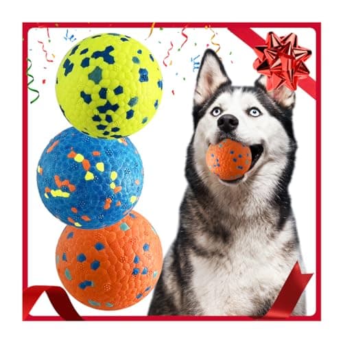 Mankoda Dog Balls, Dog Tennis Balls for Aggressive Chewers, 3'' Durable Teething Chew Toys & Floating Water Toy, Interactive Fetch Ball for Medium/Large Dogs (3 Pack) - Image 1