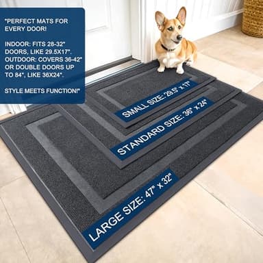 OLANLY Front Door Mat Indoor Outdoor Entrance, Waterproof All-Season, All-Weather Doormat, Sturdy Natural Rubber, Fade Resistant, Low Profile, Easy Clean Patio Porch Entryway Mat, 36x24, Grey - Image 3