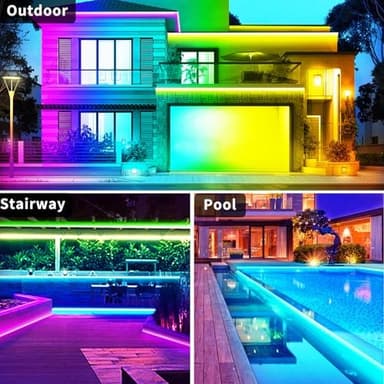 100Ft Outdoor Waterproof LED Strip Lights,Music Sync RGB IP68 Led Lights with App and Remote Control,Color Changing Waterproof RGB Exterior Rope Self Adhesive Back,Balcony,Roof,Garden,Party - Image 6