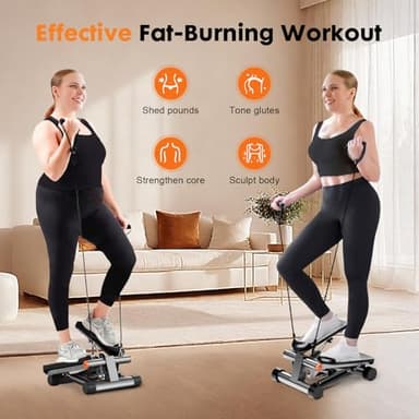 GORISE Steppers for Exercise at Home,Adjustable Height Stair Stepper with Resistance Bands, Portable Stair Steppers Workout Machine, Mini Stepper Exercise Equipment with LCD Monitor (Carbon Grey - Image 2