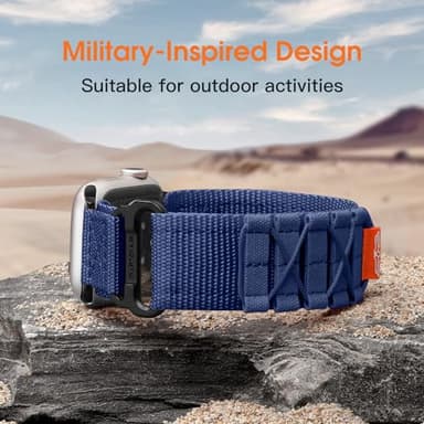 Bandletic Rugged Nylon Bands Compatible with Apple Watch 11 10 Band 42mm 38mm 40mm 41mm Men, Tactical Sport Loop Wristbands Strap for iWatch Series 11 10 9 8 7 6 5 4 SE 3 2 1, M-Blue - Image 6