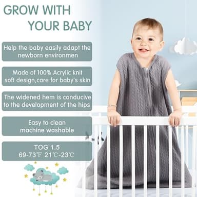GUNTAIL Baby Sleep Sack 18-24 Months, Baby Wearable Blanket 100% Acrylic knit 2-Way Zipper Toddler Sleeping Sack TOG 0.5 (Grey) - Image 6