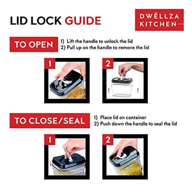 DWËLLZA KITCHEN Airtight Food Storage Containers - Pantry Snacks Kitchen Container, Baking Supplies, 4LB Sugar & Flour Canister - 4 Pc Set All Same Size - Clear Plastic BPA-Free - Keeps Fresh & Dry - Image 4