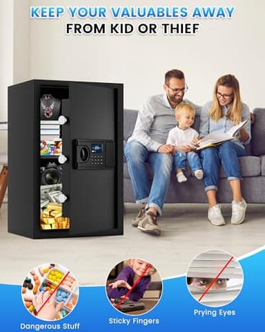 3.5 Cuft Fireproof Safe Box, Home Safes Water and Fireproof, Digital Security Document Safe With LCD Programmable Keypad, Backup Keys, Smart Alert, Large Combination Safety Box For Money Jewelry - Image 8