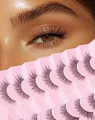 Frihappy Natural False Eyelashes Flared Wispy False Lashes Natural Look HA-17 - Image 1