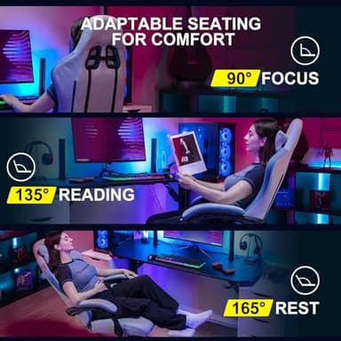 GTPLAYER Gaming Chair, Computer Office Chair with Pocket Spring Cushion, Linkage Armrests and Footrest, High Back Ergonomic Computer Chair with Lumbar Support Task Chair with Footrest - Image 4