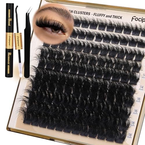 Eyelash Extension Kit Thick Lash Clusters Kit 10-18mm Volume Clusters Lashes 180D Individual Eyelashes Kit with Lash Bond, Lash Remover, Lash Applicator DIY Lash Extension by Focipeysa - Image 1