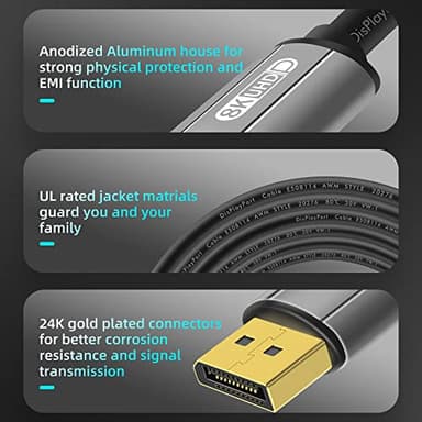 Toptrend Displayport Cable 6ft, 8K DP [Display Port] Cable 1.4 Supports to 8K 60Hz,4K 144Hz,1080p 240Hz,HBR3,32.4Gbps,HDR,HDCP 2.2,G-sync and Freesync on The Gaming Monitor,HDTV,Laptop,etc - Image 5