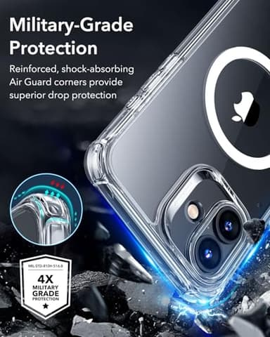 ESR for iPhone 16 Plus Case, Compatible with MagSafe, Full-Body Military-Grade Drop Proof Case with Built-in 9H+ Tempered Glass Screen Protector, Armor Series, Clear - Image 4