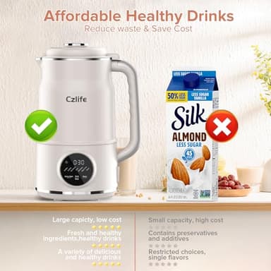 Czlife N7 Nut Milk Maker, 50oz (1.5L) Automatic Soy Milk Maker Machine for Homemade Oat Milk, Nutmilk, Juice, Milkshake, Baby Food, Grains, Almonds Milk Maker with Delay Start/Keep Warm/Clean - Image 4