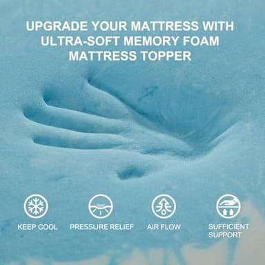 SINWEEK 2 Inch Mattress Topper 5-Zone Memory Foam Mattress Topper Pressure Relief Soft Mattress Pad, CertiPUR-US Certified, Twin Size Blue - Image 3
