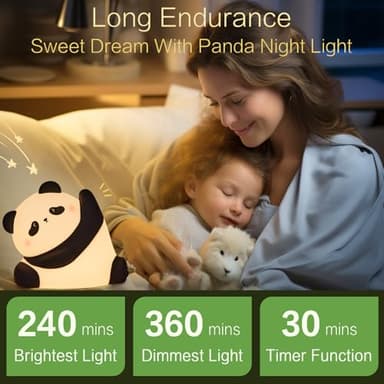 YR YRHH-PET Kungfu Pose Panda Night Light, LED Squishy Novelty Animal Cute Lamp, Food Grade Silicone Nightlight, 3 Level Dimmable, Light Up Panda Decor for Room College Dorm, Funny Gifts - Image 3